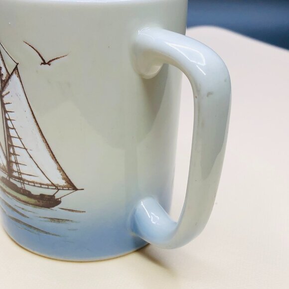 Vintage Otagiri Maritimes Sailboat Coffee Mug: 80s Nautical Coastal Drinkware - Picture 4 of 11